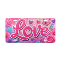 Love Script Vanity Plate | Pink Hearts, Flowers, Butterfly