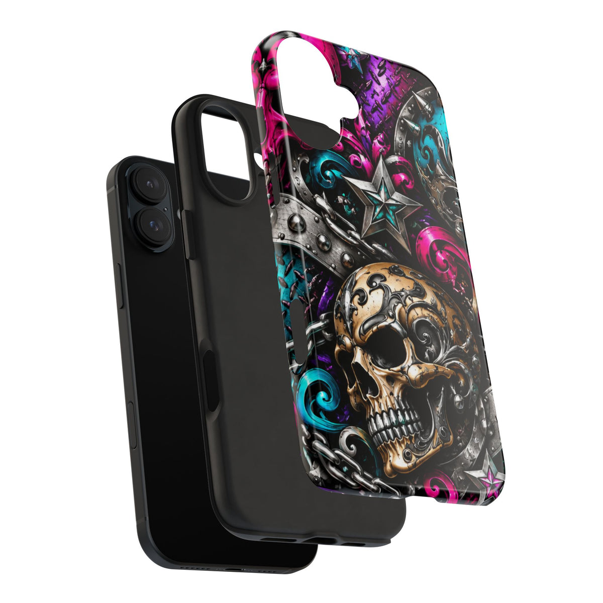 Skull & Stars Tough Phone Case | Colorful Gothic Skull Phone Case