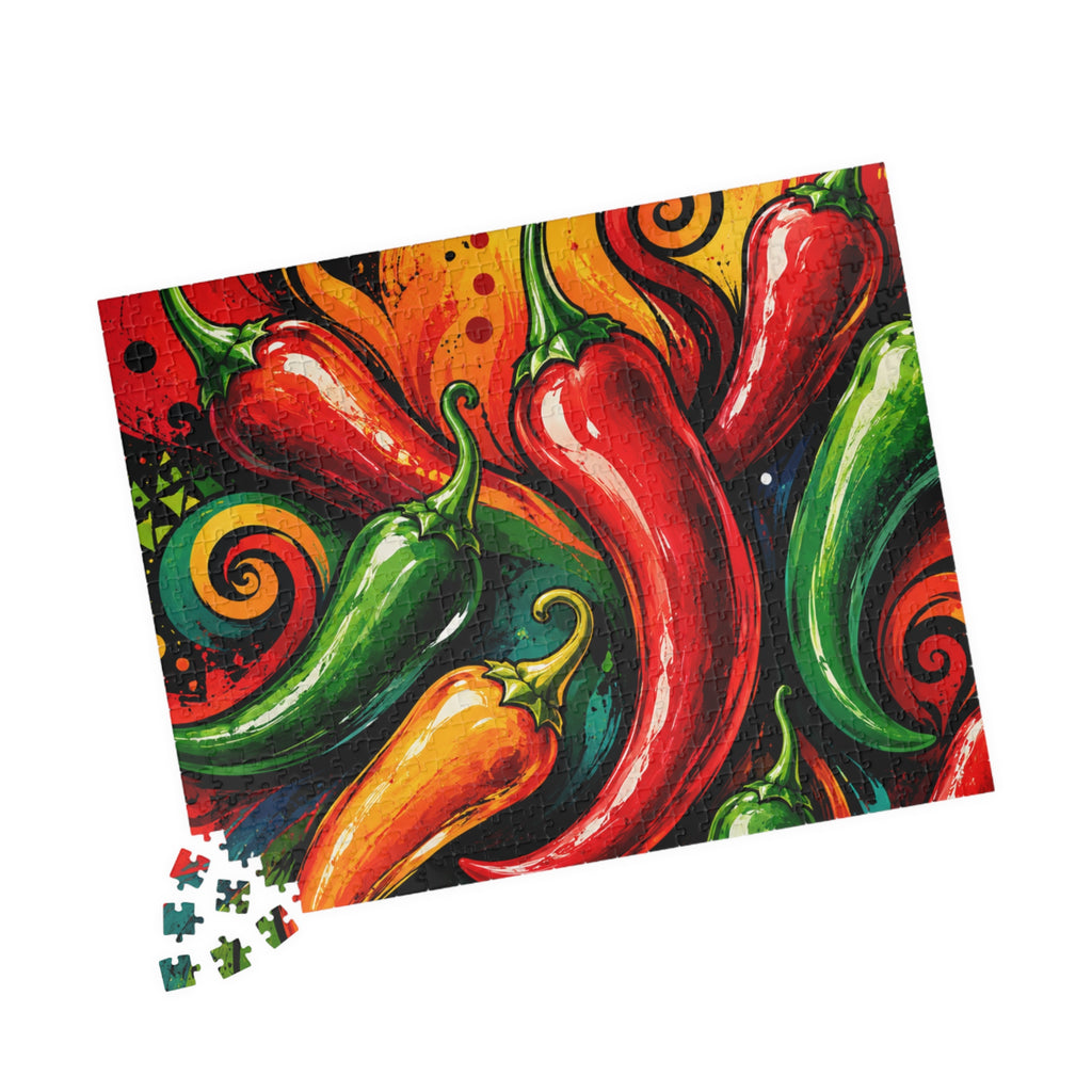Spicy Peppers Jigsaw Puzzle — Colorful Chili Pepper Art Puzzle (110/252/520/1014 pcs)