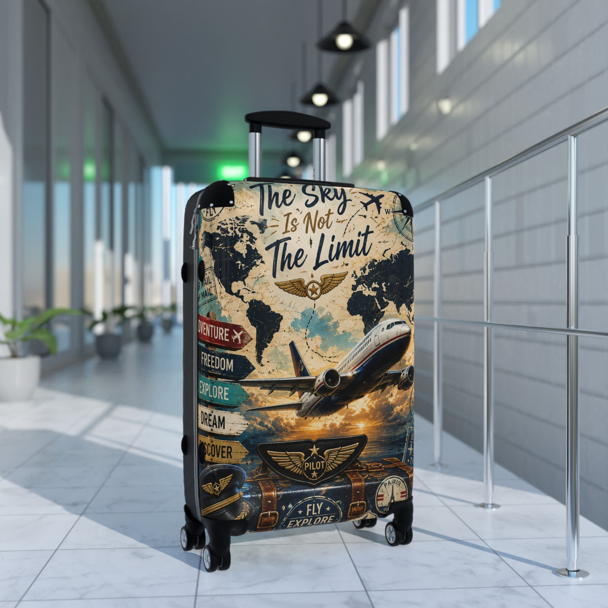 Suitcase - 'The Sky Is Not The Limit' Vintage Pilot Travel Carry-On