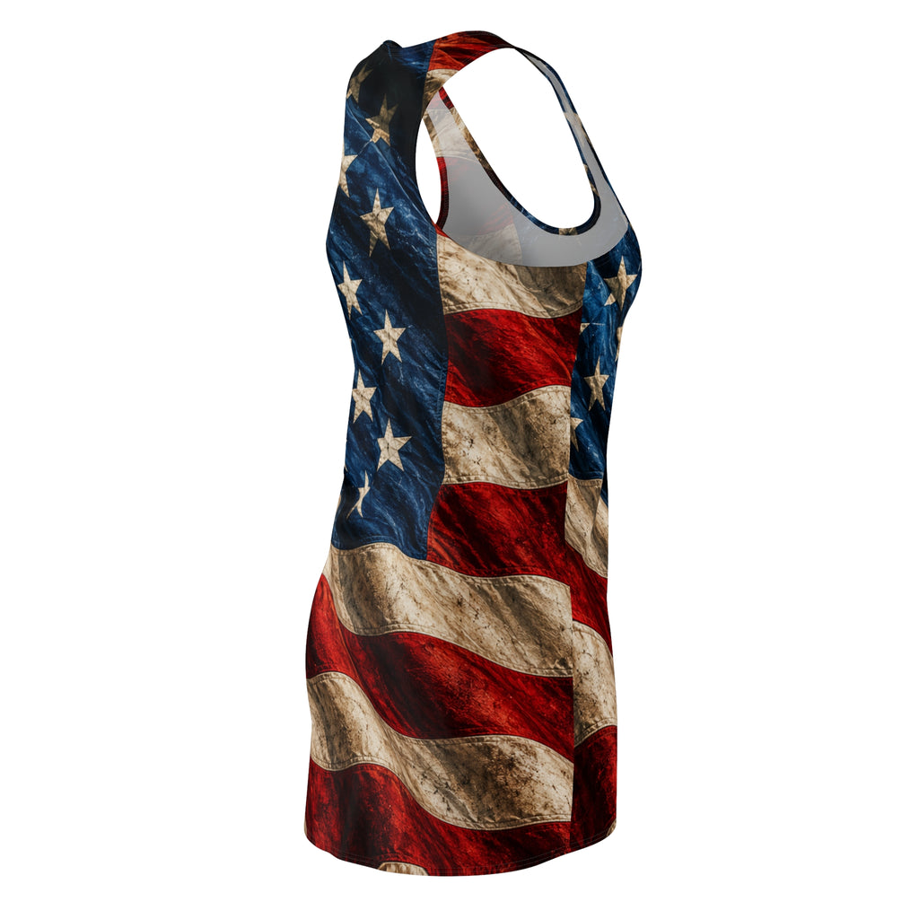 American Flag Racerback Dress — All-Over Print Patriotic Women's Dress