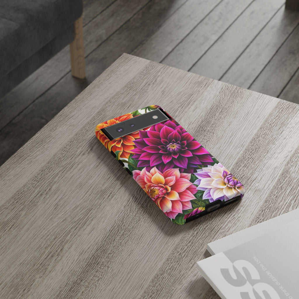 Floral Dahlia Tough Phone Case — Vibrant Protective Floral Phone Cover