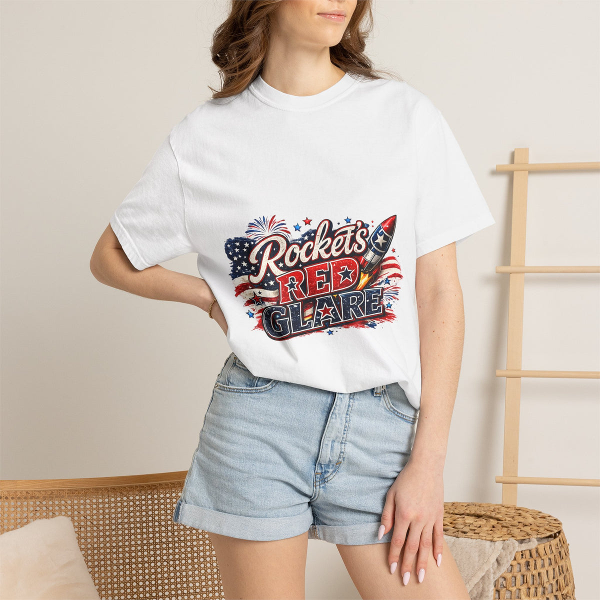 Rockets Red Glare T-shirt | Patriotic American Flag Rocket