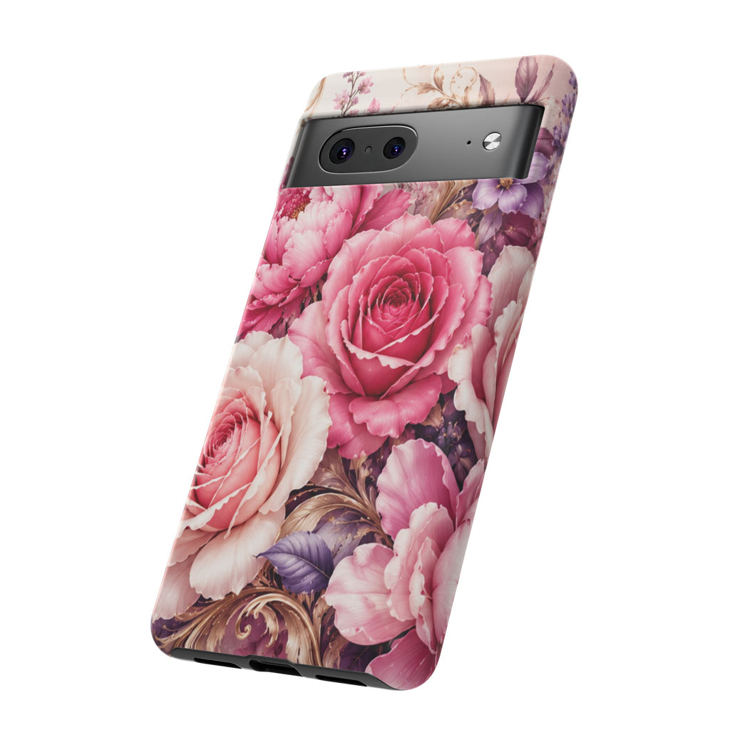 Pink Vintage Roses phone case | floral iPhone cover