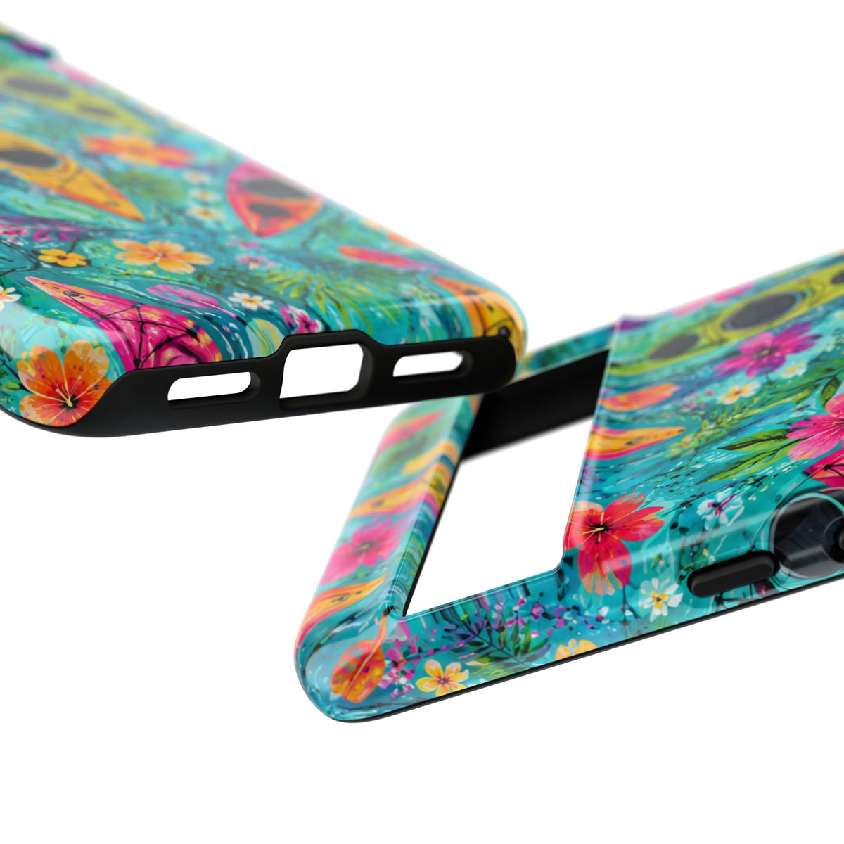 Tropical Kayak Phone Case – Colorful Floral Waterproof Pattern