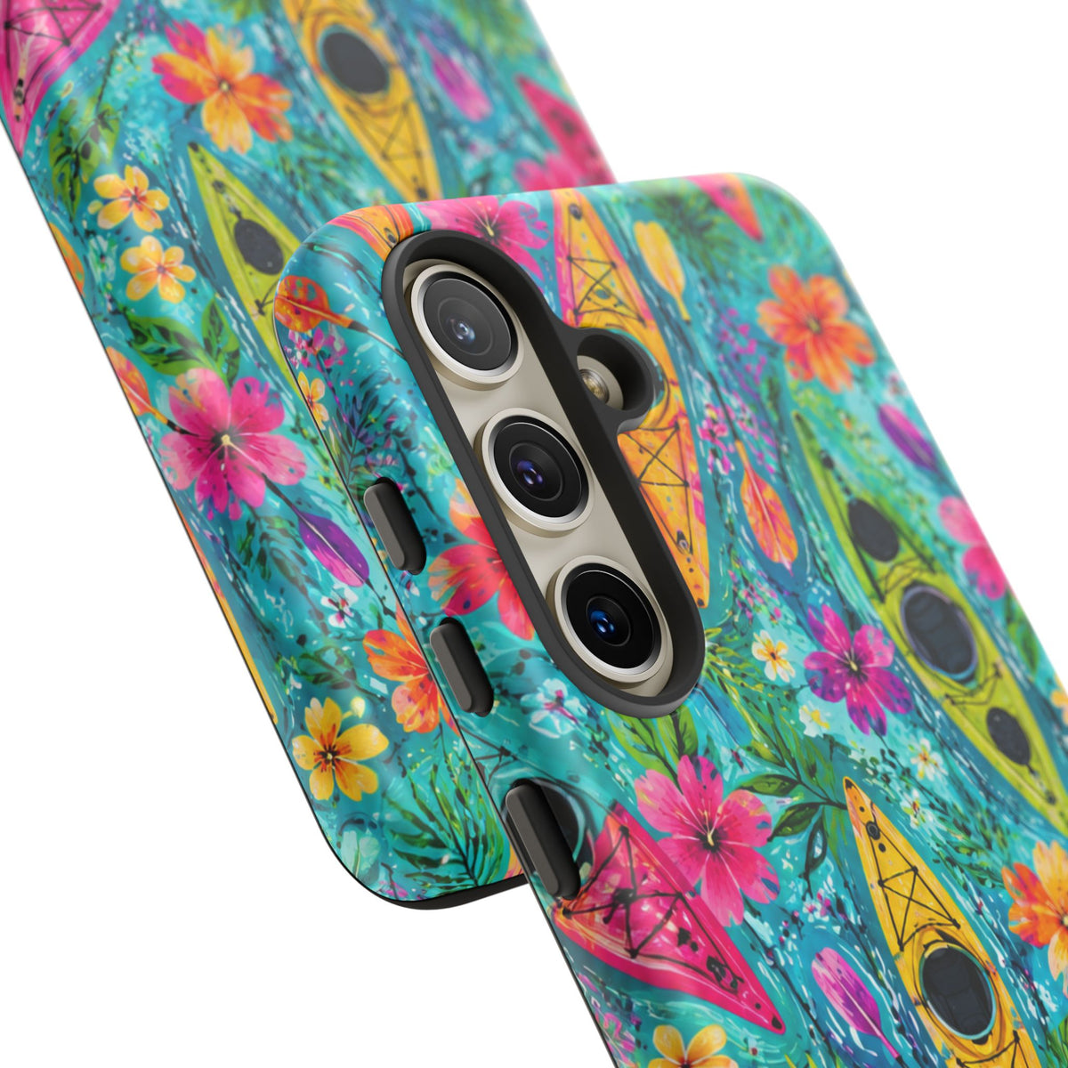 Tropical Kayak Phone Case – Colorful Floral Waterproof Pattern