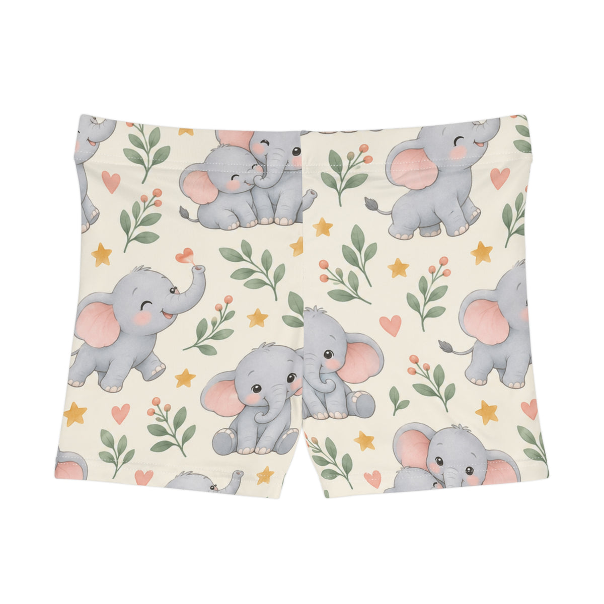 Cute Baby Elephant Print Women's Shorts — Pastel Nursery Animal Swim & Lounge Shorts