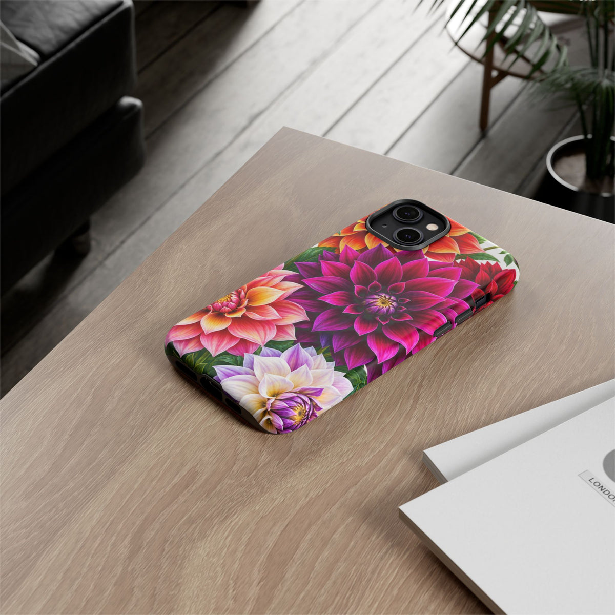 Floral Dahlia Tough Phone Case — Vibrant Protective Floral Phone Cover