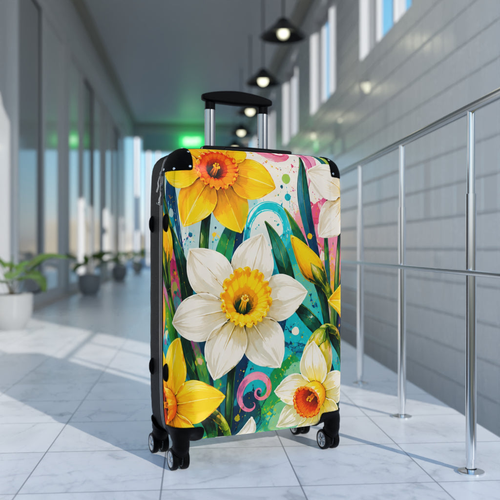 Daffodil Garden Suitcase — Floral Carry-On Luggage