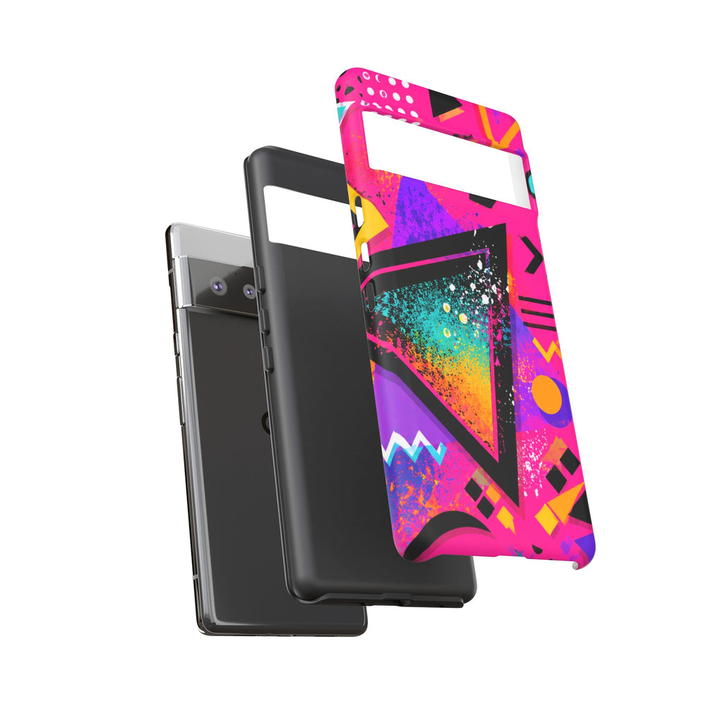 Retro 80s Geometric Phone Case — Neon Triangle Tough Case
