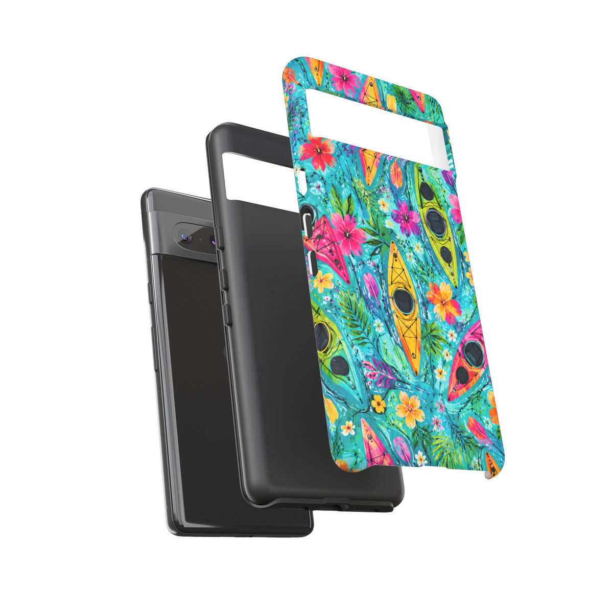 Tropical Kayak Phone Case – Colorful Floral Waterproof Pattern