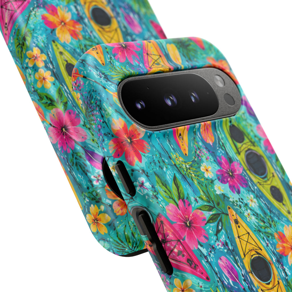 Tropical Kayak Phone Case – Colorful Floral Waterproof Pattern