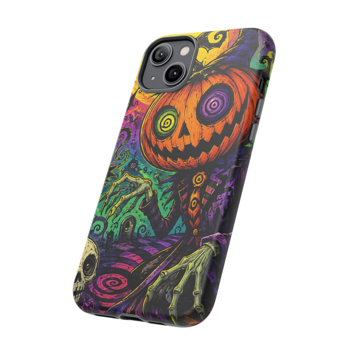 Halloween Pumpkin Skull Phone Case — Psychedelic Jack-o'-Lantern Tough Case