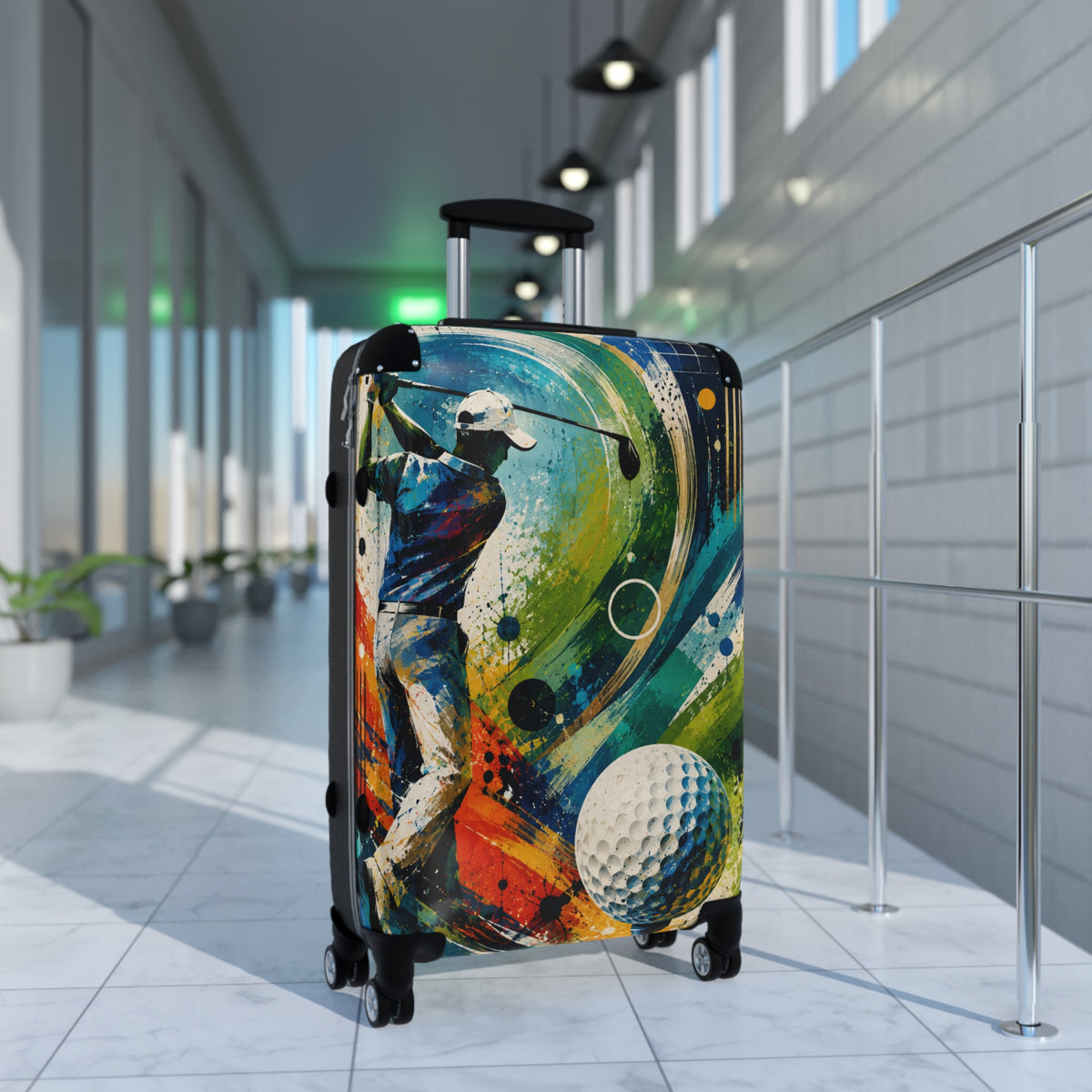 Golf Travel Carry-On Suitcase – Colorful Golfer Art Luggage