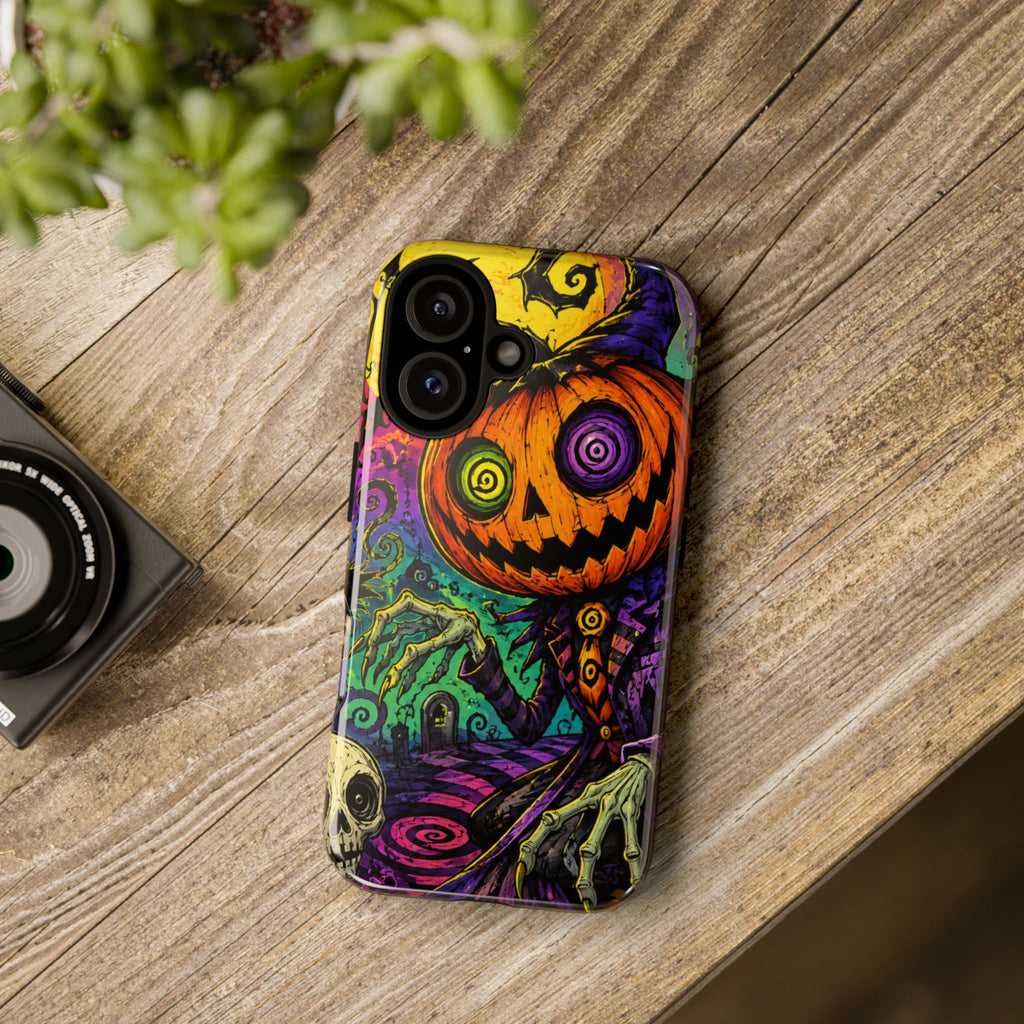 Halloween Pumpkin Skull Phone Case — Psychedelic Jack-o'-Lantern Tough Case