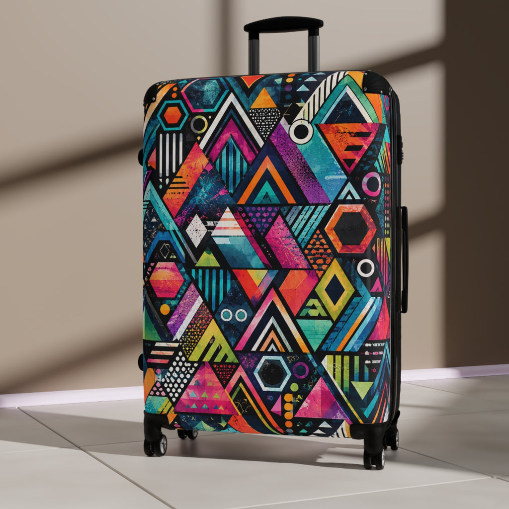 Geometric Neon Carry-On Suitcase