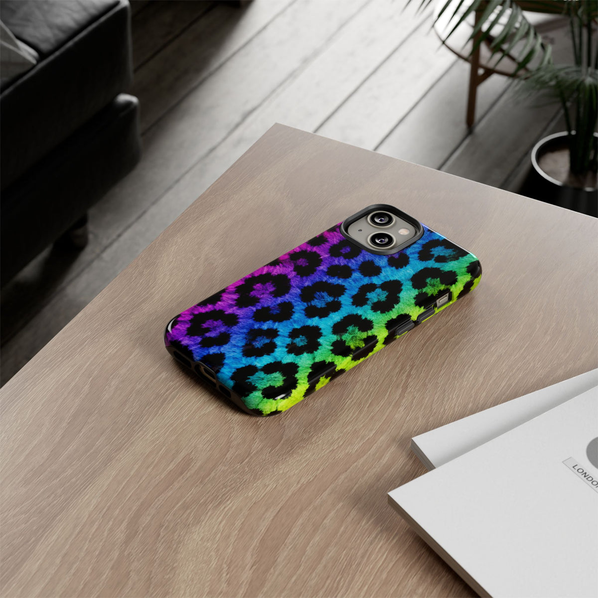 Neon Rainbow Leopard Tough Case – Colorful Animal Print Phone Cover