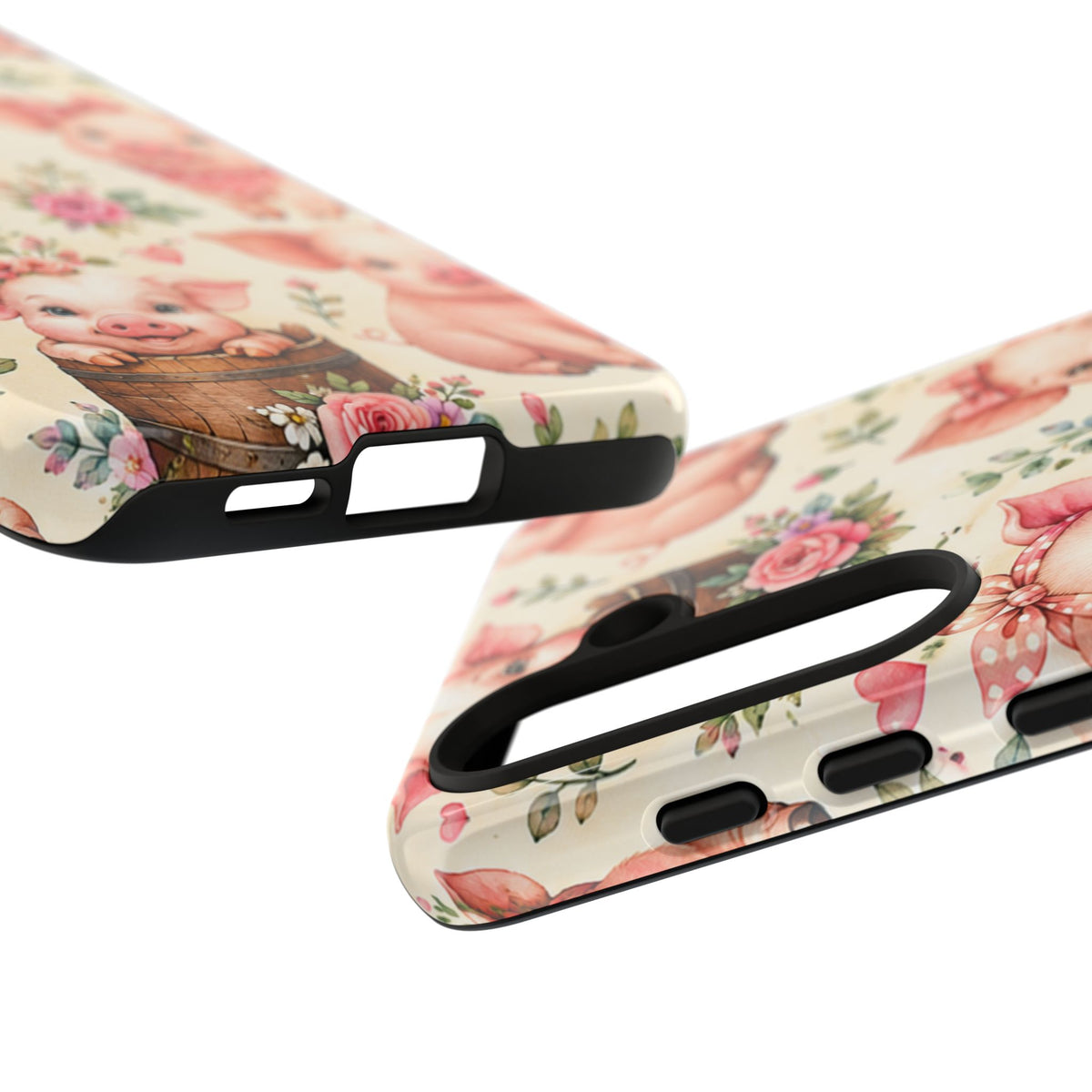 Cute Pink Piglet Phone Case — Vintage Floral Farm Animal iPhone Cover