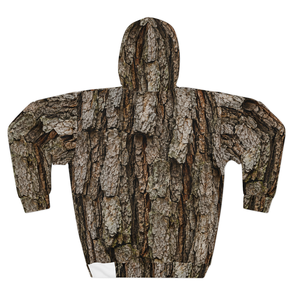 Tree Bark Camo Hoodie — All-Over Print Forest Camouflage Pullover
