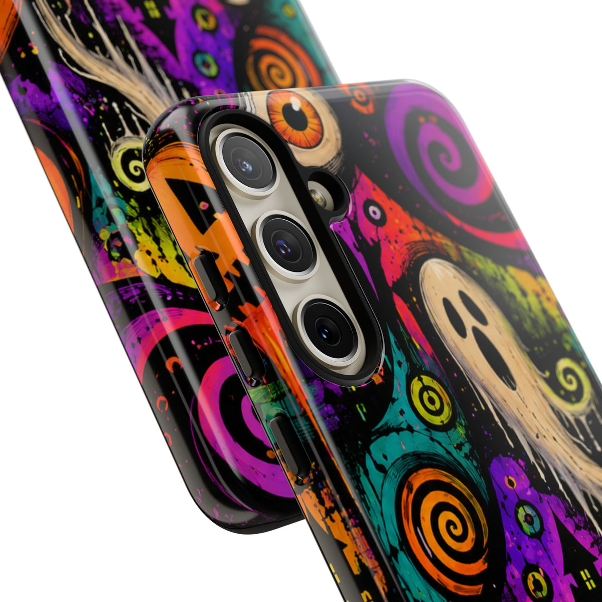 Halloween Ghost Phone Case — Colorful Spooky Skull & Haunted House Tough Case