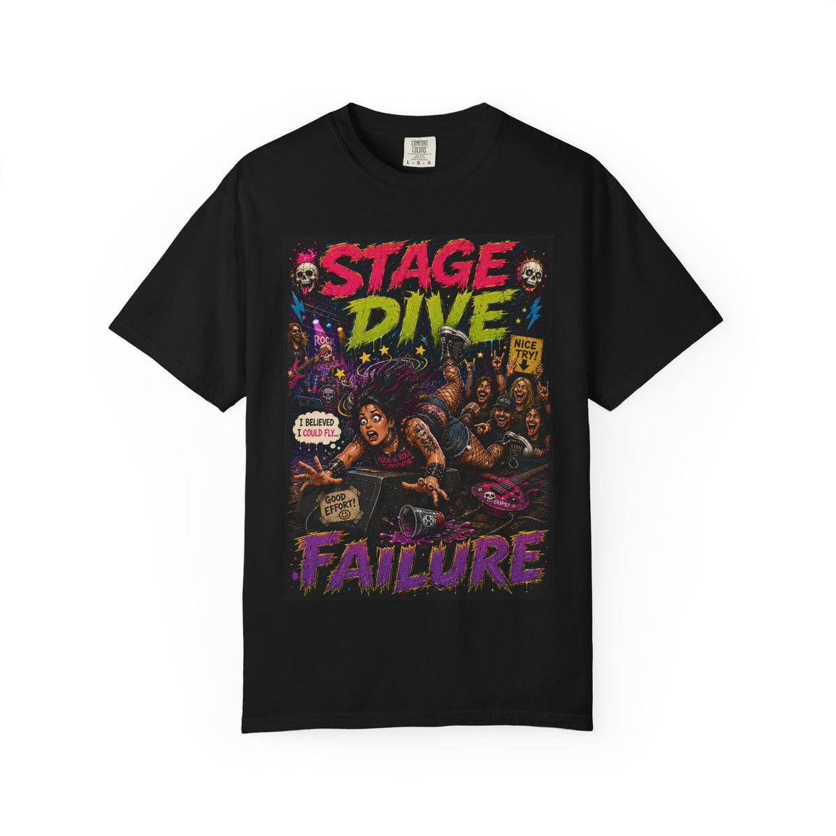 Stage Dive Failure T-shirt | Concert Crowd Illustration, Punk Rock Tee