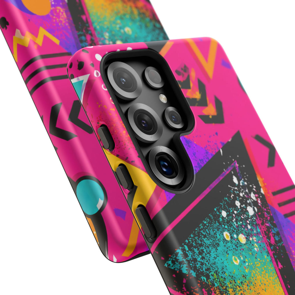 Retro 80s Geometric Phone Case — Neon Triangle Tough Case