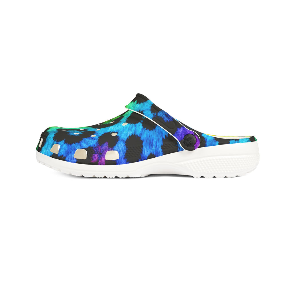 Neon Leopard EVA Foam Clogs — Lightweight Slip-On Garden Shoes