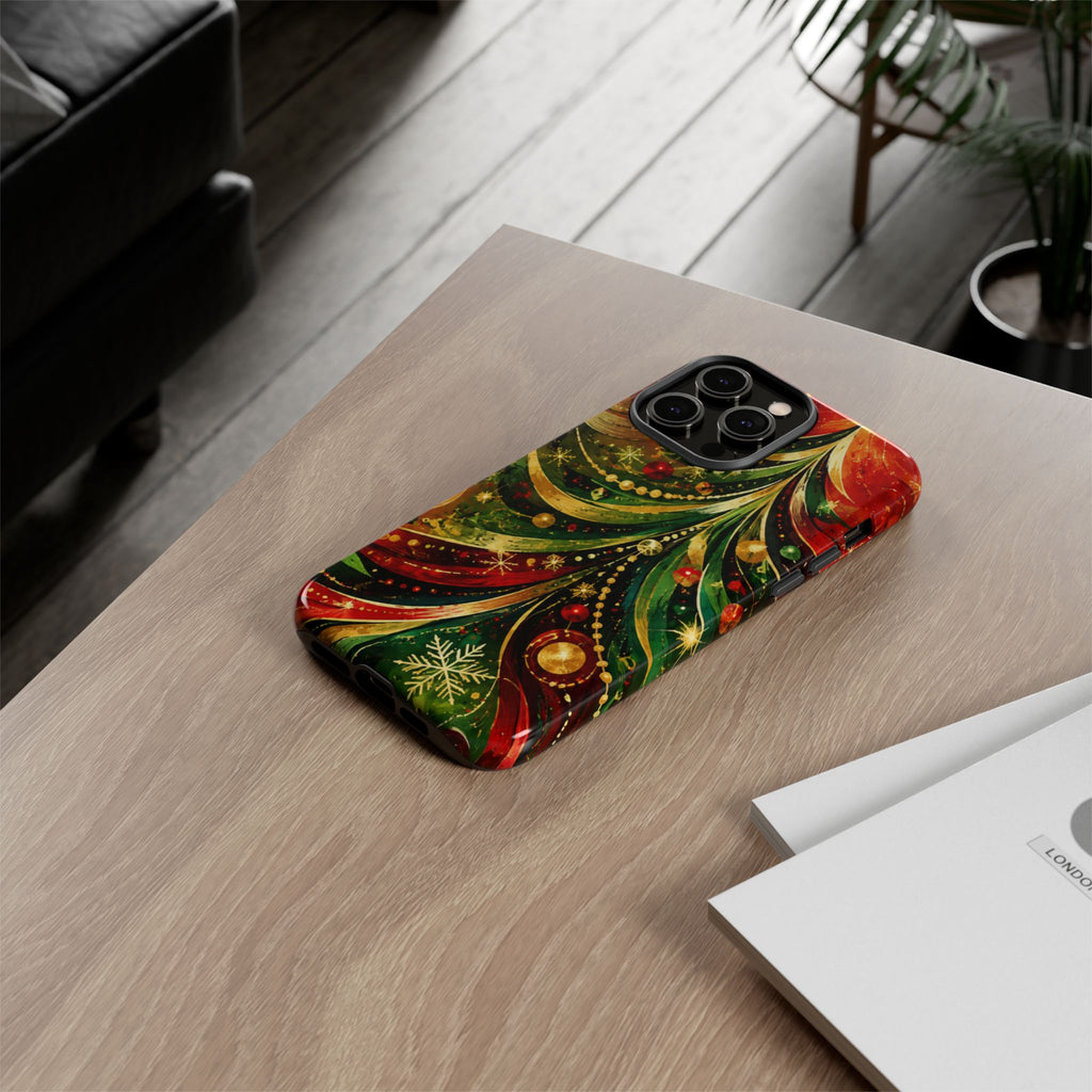 Christmas Tree Tough Phone Case — Festive Red & Green Holiday Phone Cover