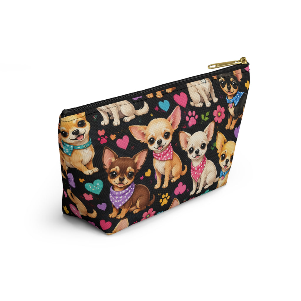 Chihuahua Pattern Accessory Pouch | T-Bottom Cosmetic Bag
