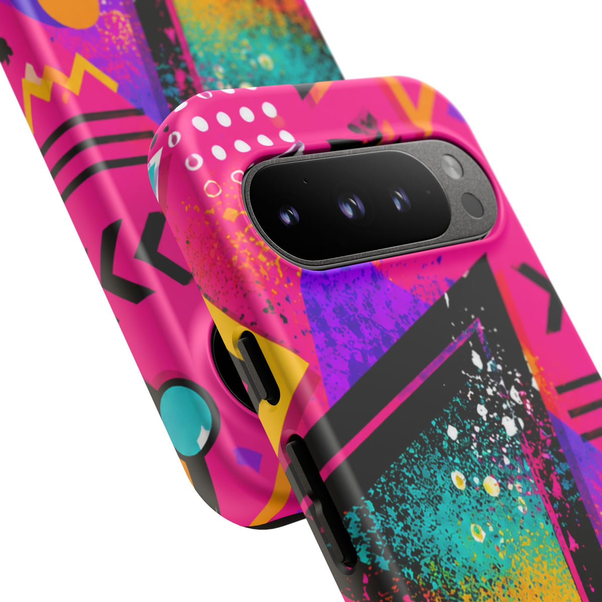 Retro 80s Geometric Phone Case — Neon Triangle Tough Case