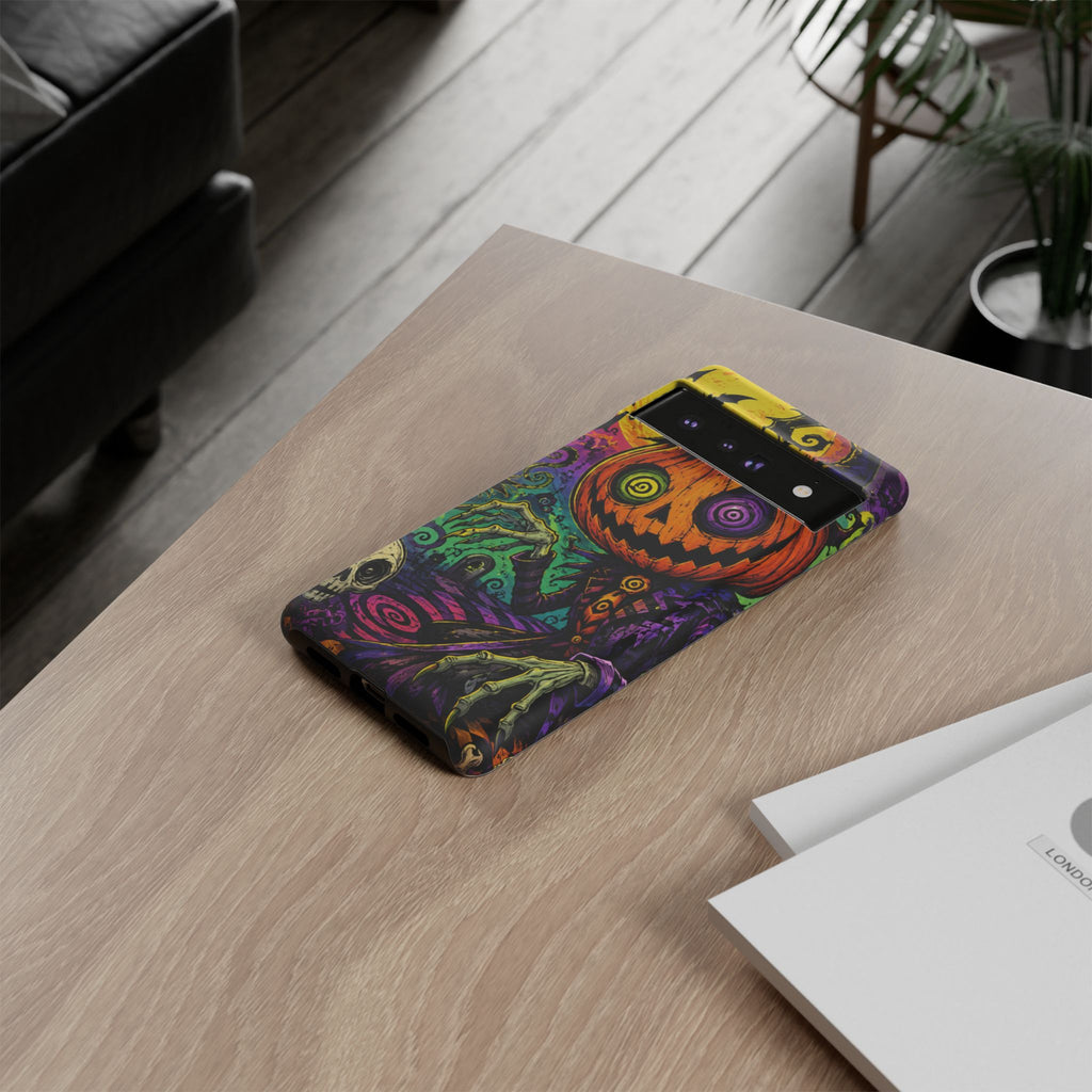 Halloween Pumpkin Skull Phone Case — Psychedelic Jack-o'-Lantern Tough Case