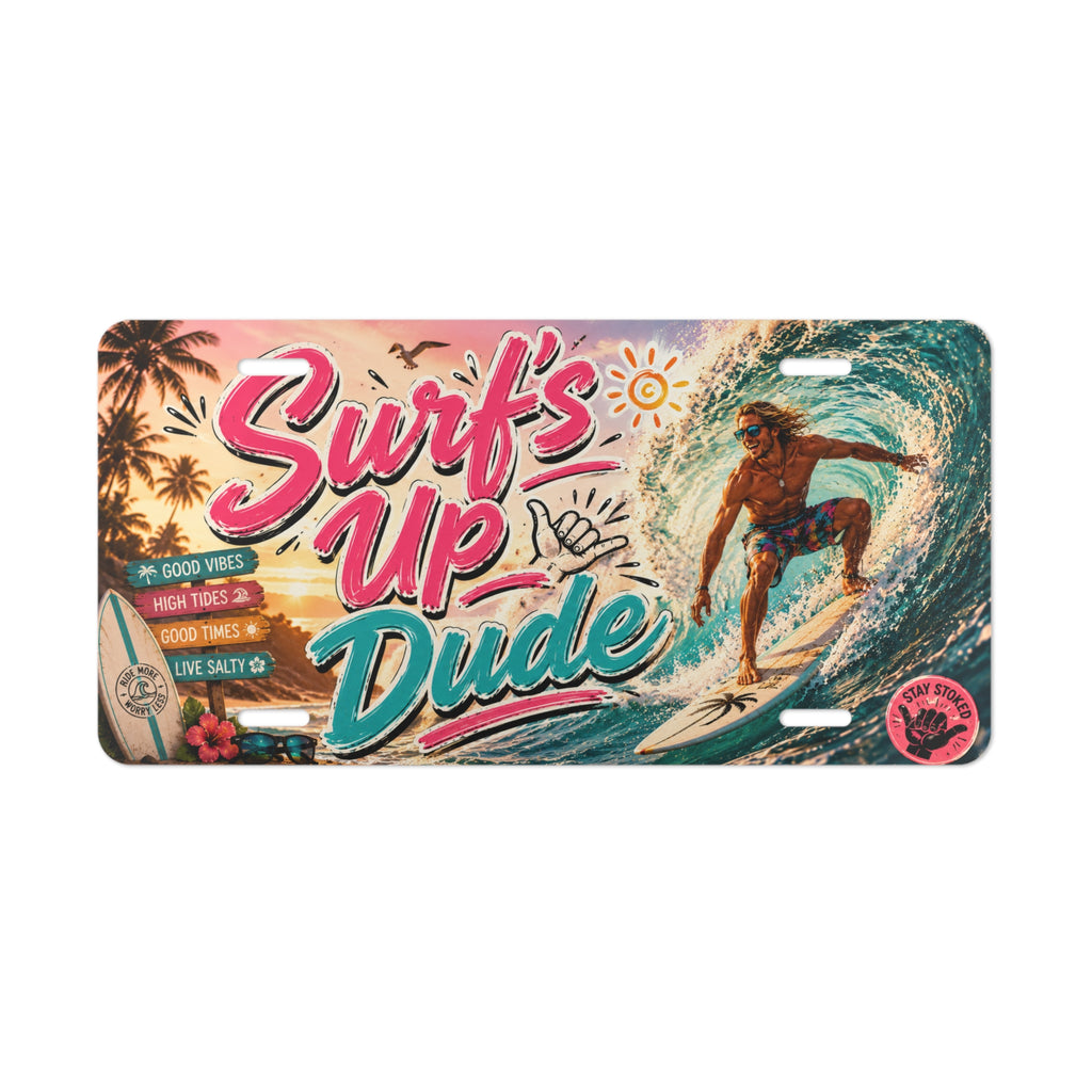 Surf's Up Dude vanity plate | Surfing license plate