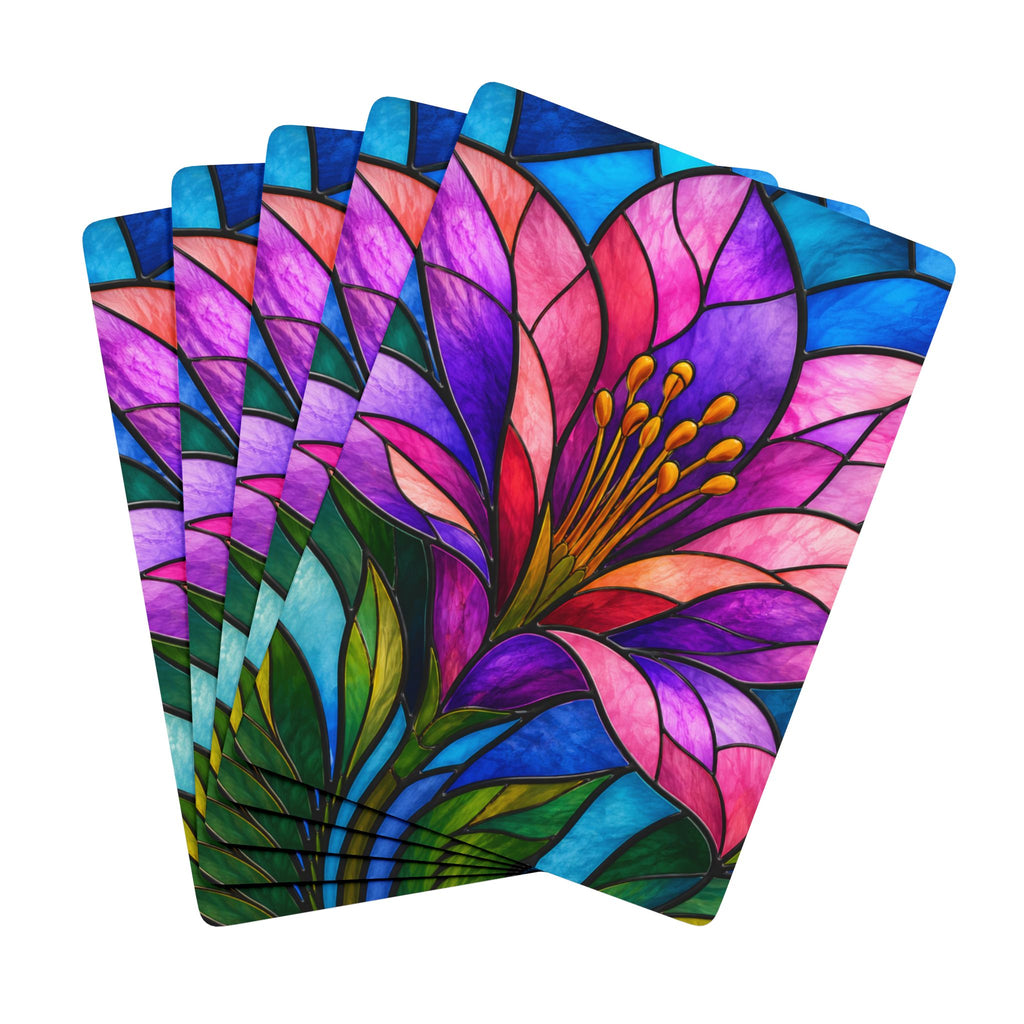 Stained Glass Floral Poker Playing Cards — Vibrant Flower Deck for Game Nights & Gifts
