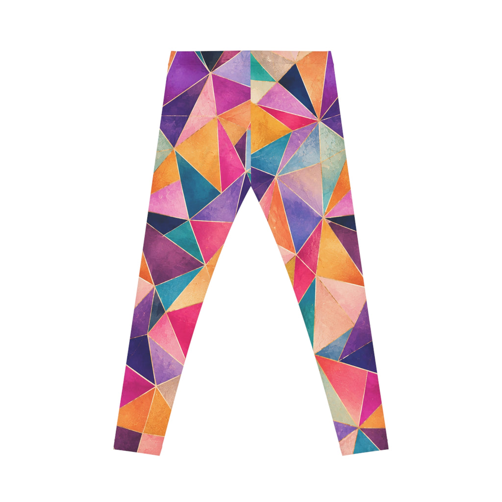 Geometric Watercolor Leggings — Colorful Triangle Print Activewear