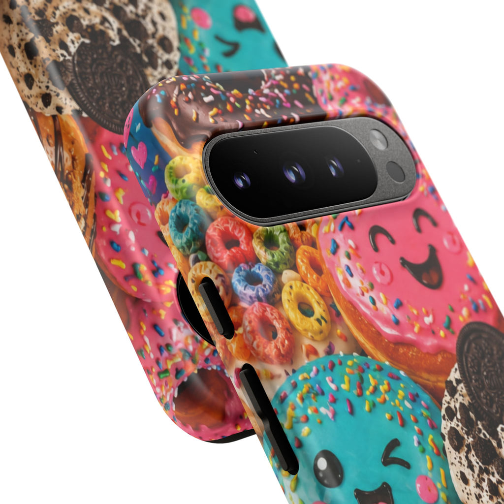 Donut Smile Tough Phone Case — Cute Colorful Desserts Protective Cover