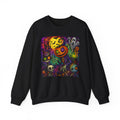 Halloween Pumpkin Crewneck Sweatshirt — Neon Spooky Skull & Ghosts Design