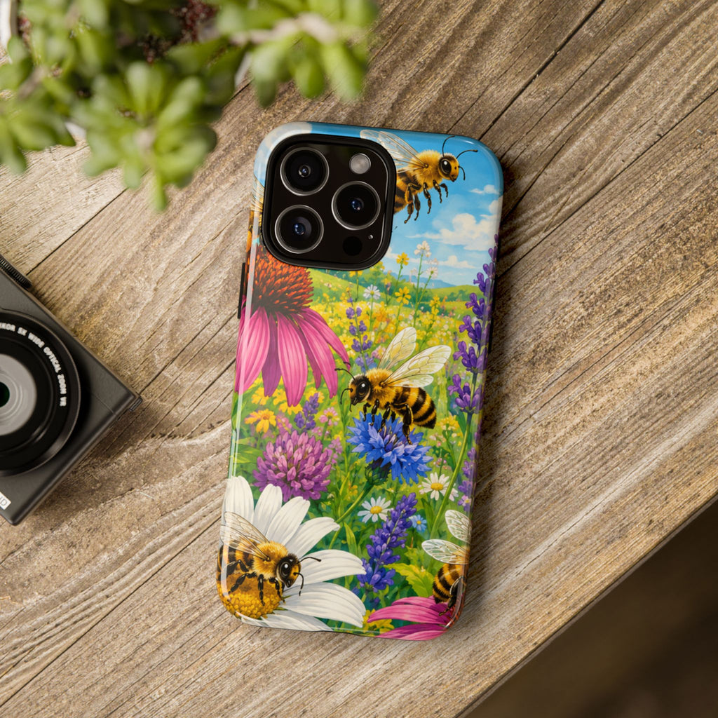 Bee Meadow Phone Case — Floral Honeybee Protective Cover