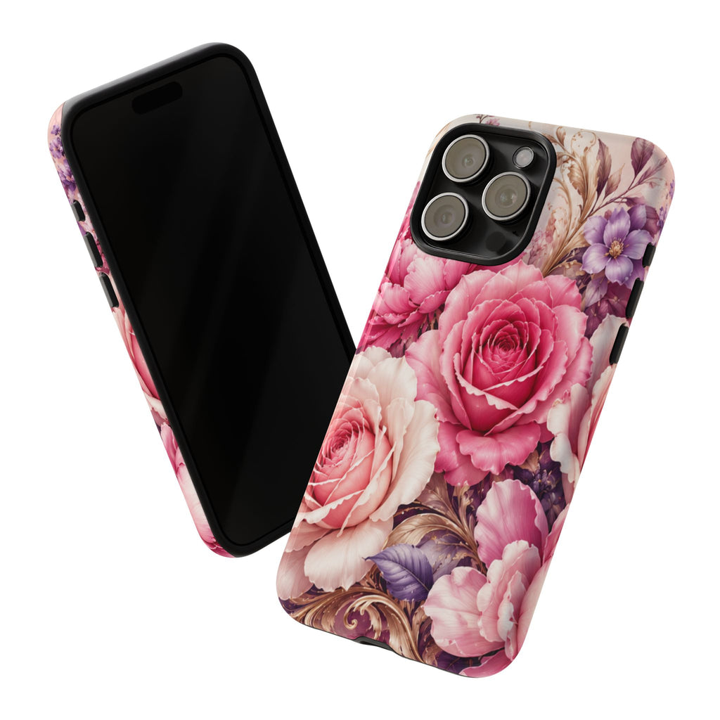 Pink Vintage Roses phone case | floral iPhone cover