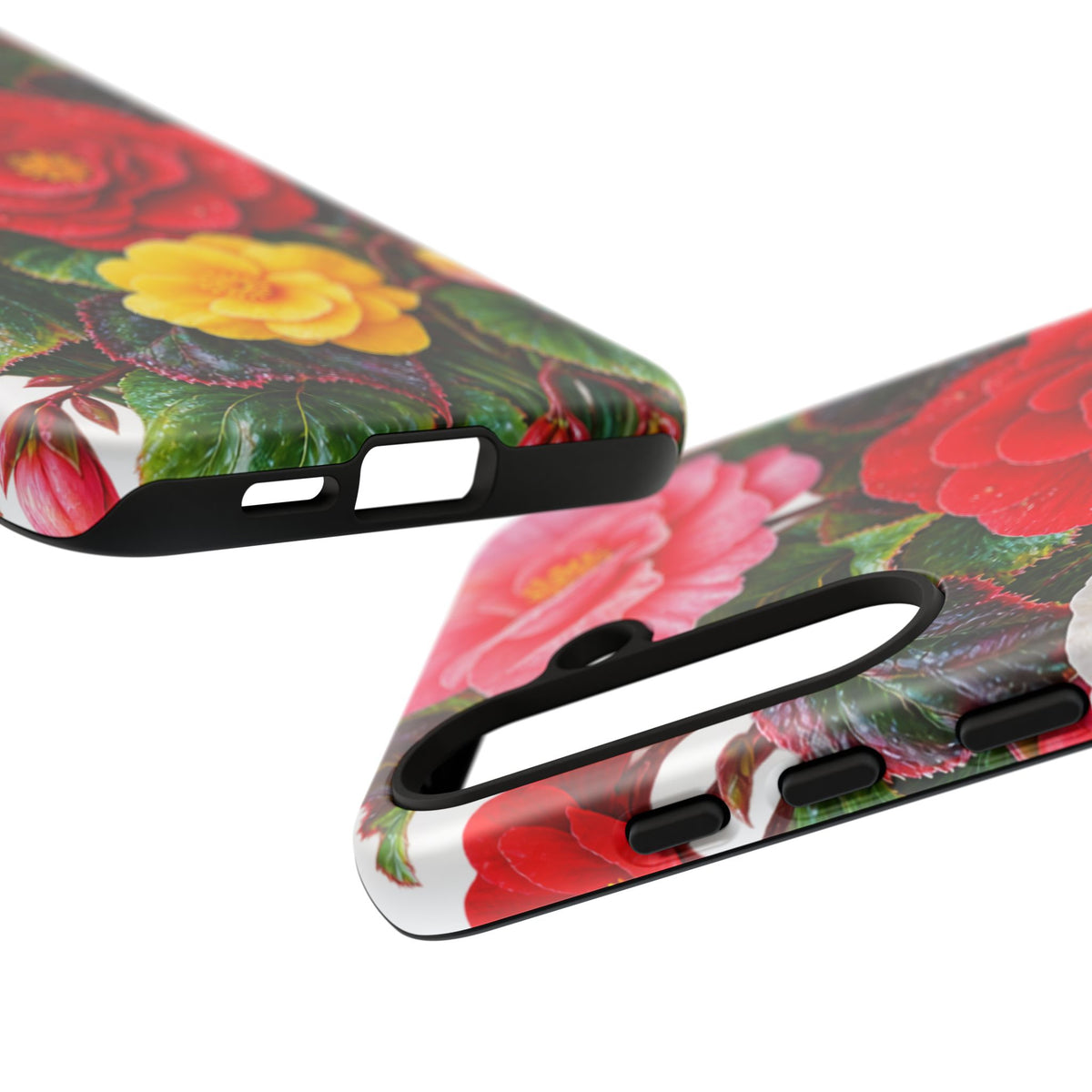 Floral Begonia Phone Case — Vibrant Red, Pink & Yellow Blossom Protective Cover