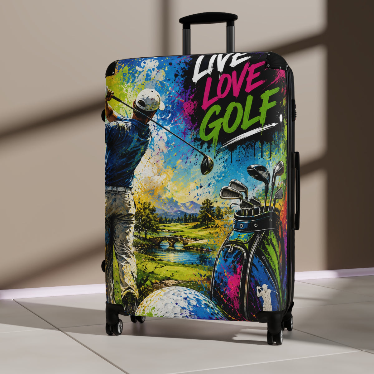 Live Love Golf Suitcase – Colorful Golf Travel Luggage