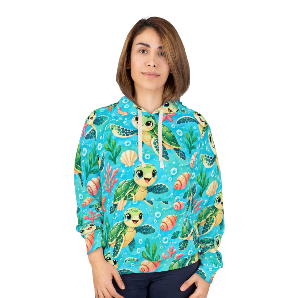 Cute Sea Turtle Pattern Hoodie | Kids Ocean Marine Life All-Over Print