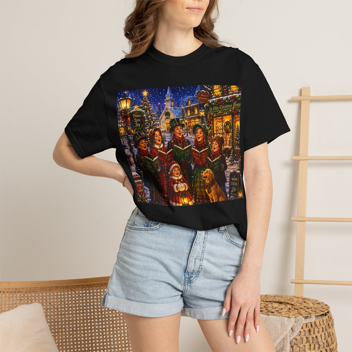 Christmas Carolers T-Shirt — Vintage Holiday Street Scene