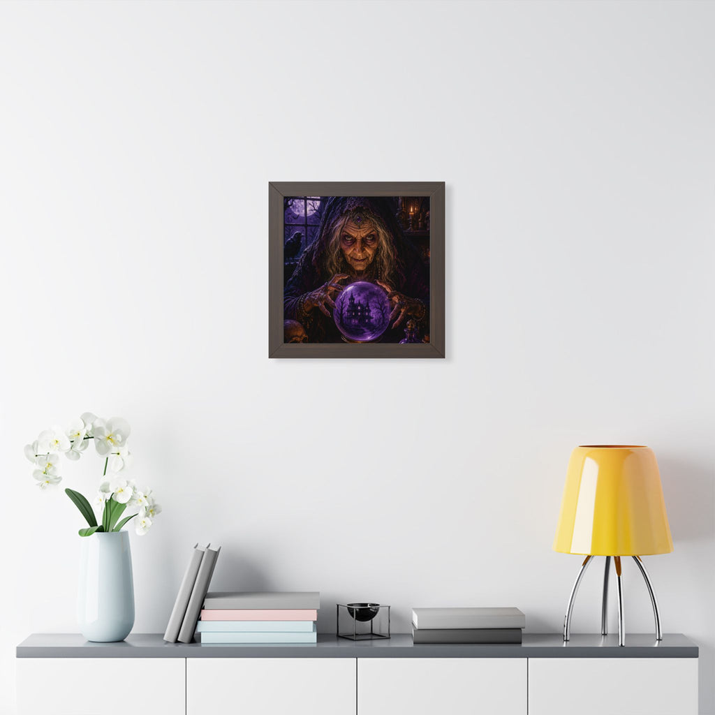 Witch with Crystal Ball Framed Poster | Halloween Wall Art