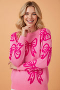 Bow Drop Shoulder Long Sleeve Sweater