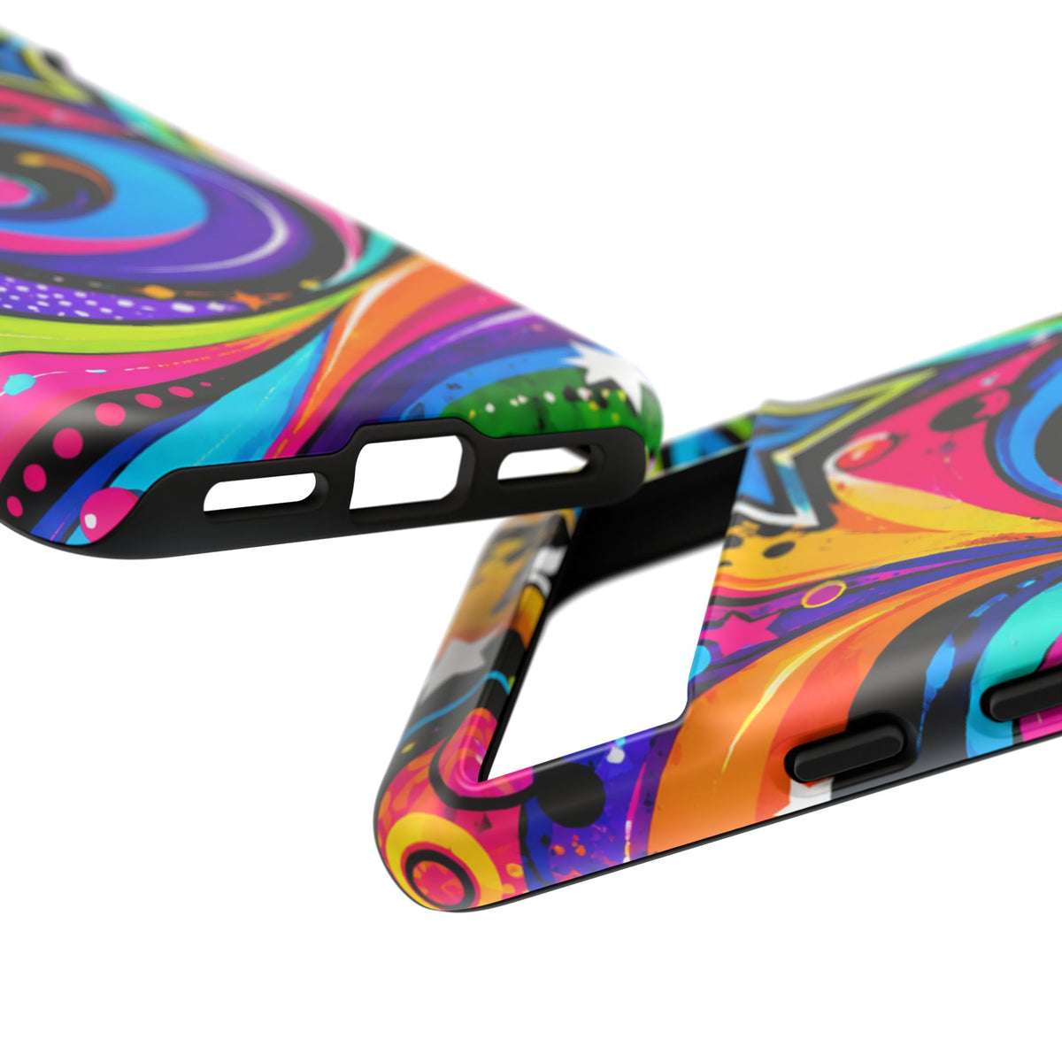 Psychedelic Swirl Phone Case — Bold Retro Stars & Neon Pop Art Tough Case