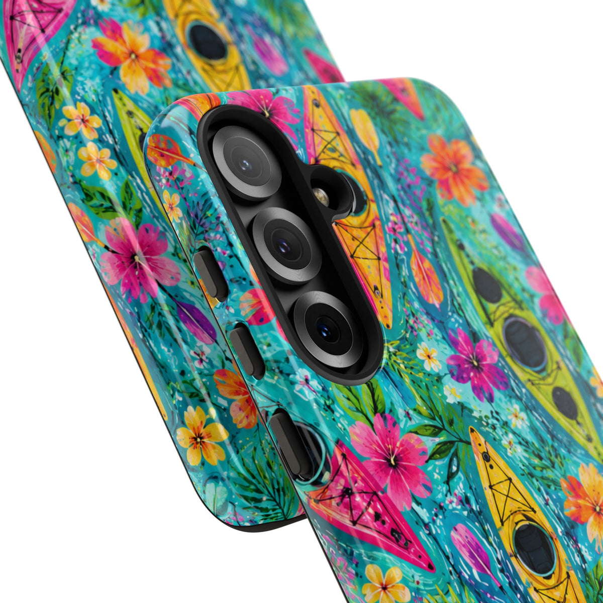 Tropical Kayak Phone Case – Colorful Floral Waterproof Pattern