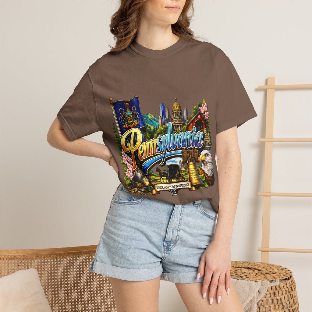Pennsylvania Vintage Postcard T-Shirt | State Skyline Tee