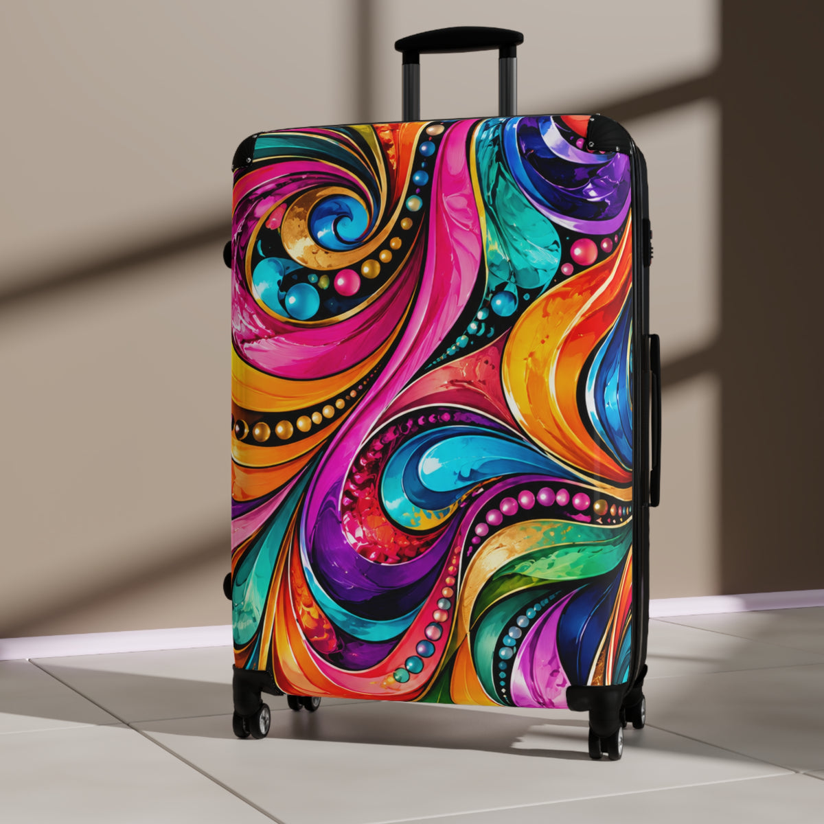 Colorful Swirl Carry-On Suitcase — Vibrant Abstract Travel Luggage