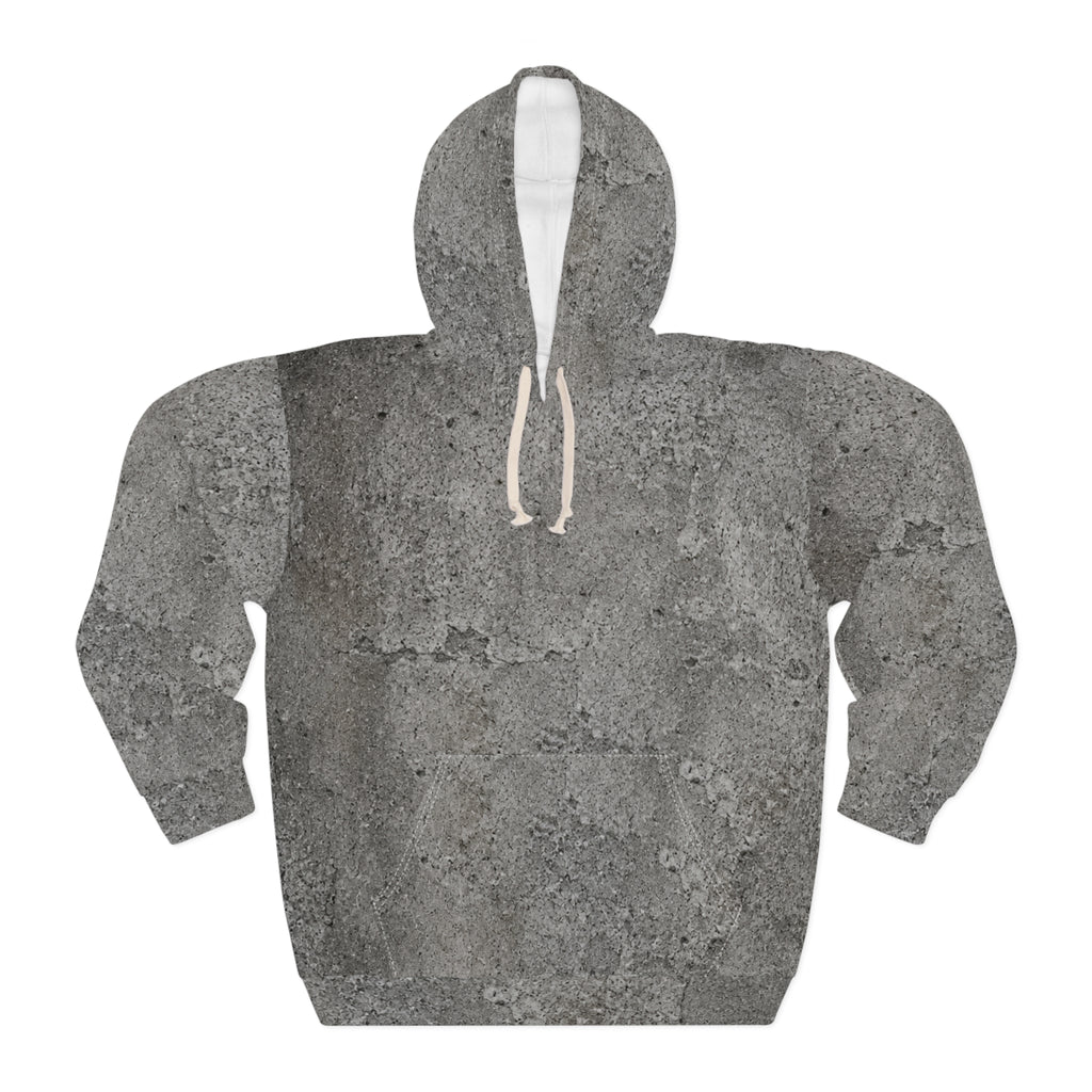 Concrete Texture Hoodie — Industrial Grey All-Over Print Pullover