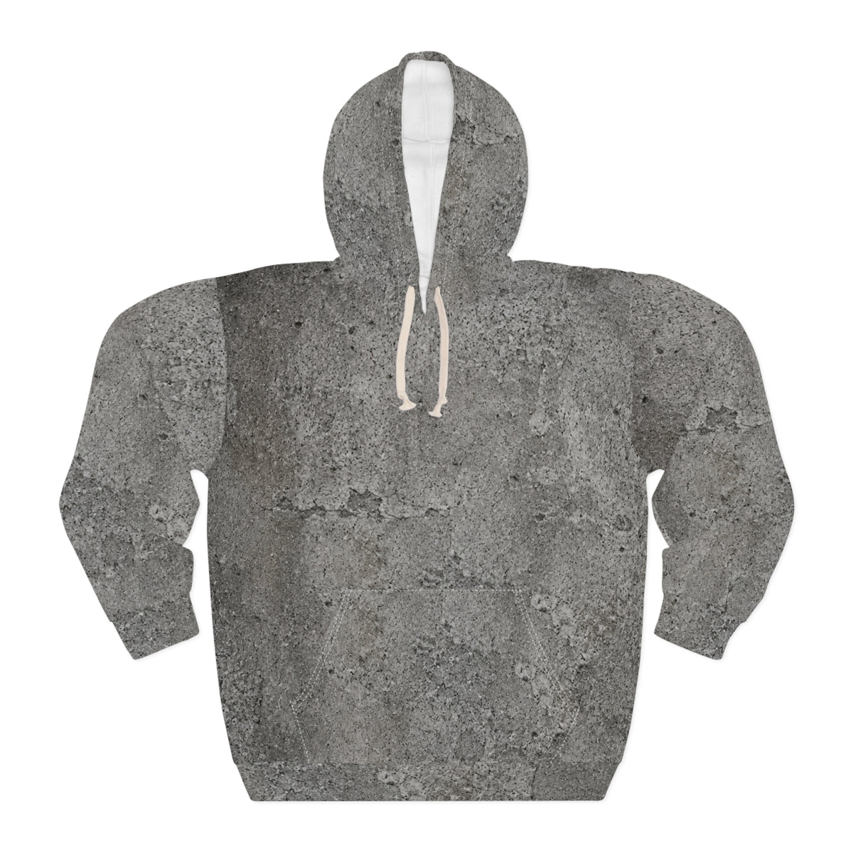 Concrete Texture Hoodie — Industrial Grey All-Over Print Pullover